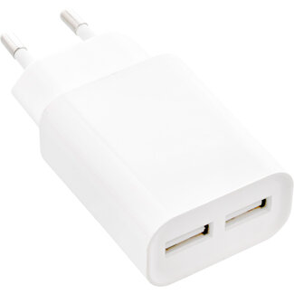 InLine InLine® USB lader DUO, voeding 2-voudig, 100-240V naar 5V/2.1A, wit