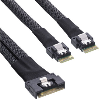 InLine InLine® Slim SAS-kabel, SFF-8654 8i zu 2x SFF-8654 4i, 1m
