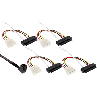 InLine InLine® Mini SAS HD kabel, SFF-8643 haaks op 4x SFF-8482 + voeding, 0,5m