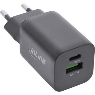 InLine InLine® Power Delivery + Quick Charge USB-stroomadapter,33 W,USB-A + USB-C,zwart
