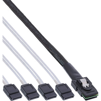 InLine InLine® SAS verbindingskabel, Mini SAS SFF8087 naar 4x SATA, crossover,OCF, 0,5m