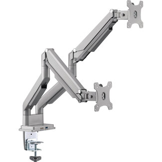InLine InLine® bureausteun met lifter & USB/audio, 2 monitoren tot 81cm (32"), zilver