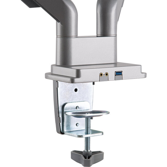 InLine® bureausteun met lifter & USB/audio, 2 monitoren tot 81cm (32"), zilver