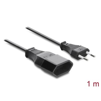 DeLOCK Delock Euro Plug Extension CEE7/16 male to female, 2 x 0.75 mm², 1 m, black