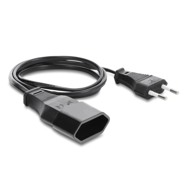 Delock Euro Plug Extension CEE7/16 male to female, 2 x 0.75 mm², 1 m, black