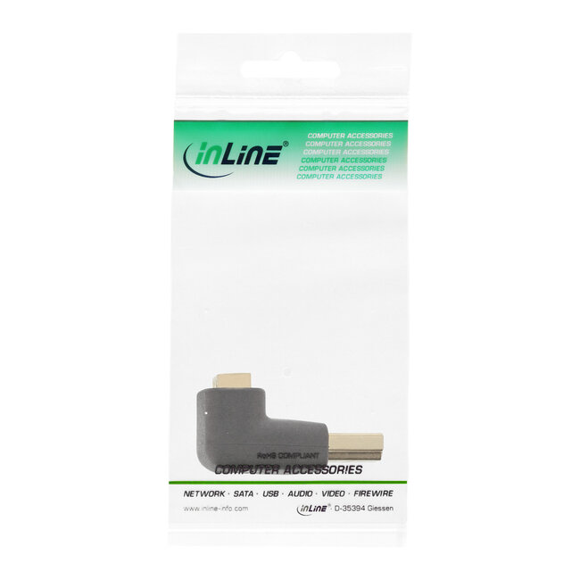 InLine® HDMI-adapter, stekker/aansluiting, naar boven gebogen, 4K2K