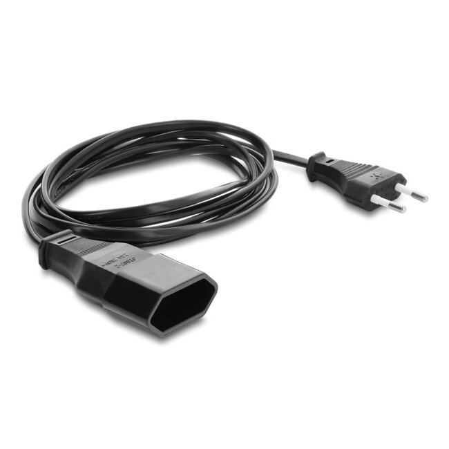 Delock Euro Plug Extension CEE7/16 male to female, 2 x 0.75 mm², 2 m, black