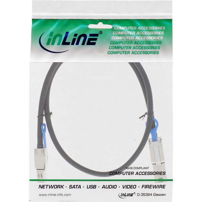 InLine® externe Mini SAS HD kabel, SFF-8644 naar SFF-8088, 6Gb/s, 2m
