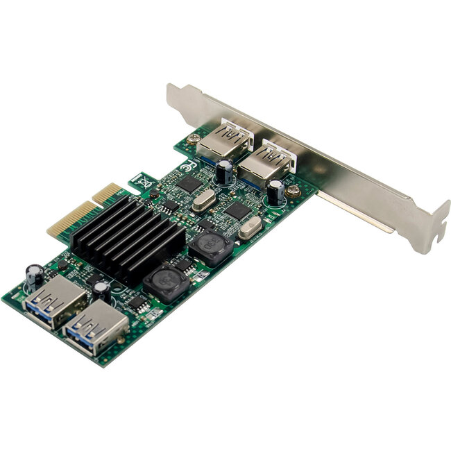 InLine® USB 3.2 Gen.1 PCIe-interfacekaart, 4-poorts, intern/extern
