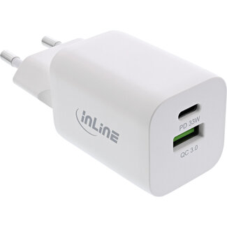 InLine InLine® Power Delivery + Quick Charge USB-voeding, 33W, USB-A + USB-C, wit