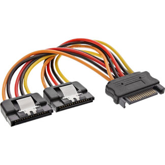 InLine InLine® SATA power Y-kabel, SATA female naar 2x SATA ST met kabelschoen, 0,15m
