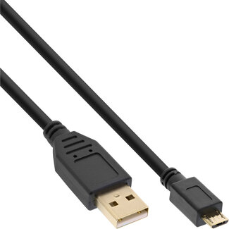 InLine InLine® Micro-USB 2.0 kabel, USB-A(M) naar Micro-B (M), vergulde contacten, 0,5m