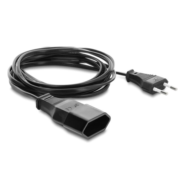 Delock Euro Plug Extension CEE7/16 male to female, 2 x 0.75 mm², 3 m, black