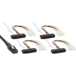 InLine InLine® SAS verbindingskabel, Mini-SAS SFF-8087 naar 4x SAS + voeding, 0,75m