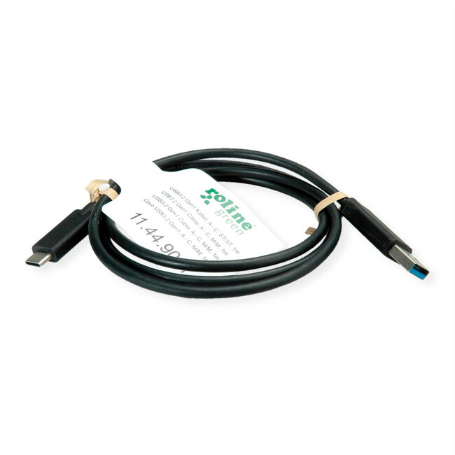 ROLINE GREEN USB 3.2 Gen 1 kabel, A-C, M/M, zwart, 2 m