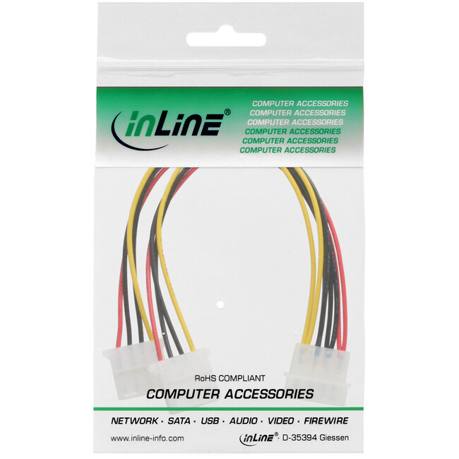 InLine® Power Y-Kabel intern, 1x 5,25" naar 2x 5,25", bulk 0,20m