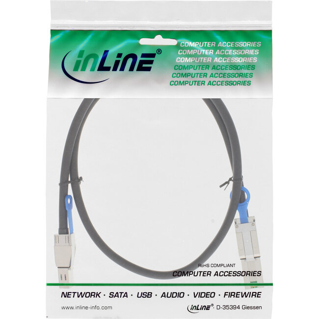 InLine® externe Mini SAS HD kabel, SFF-8644 naar SFF-8088, 6Gb/s, 1m