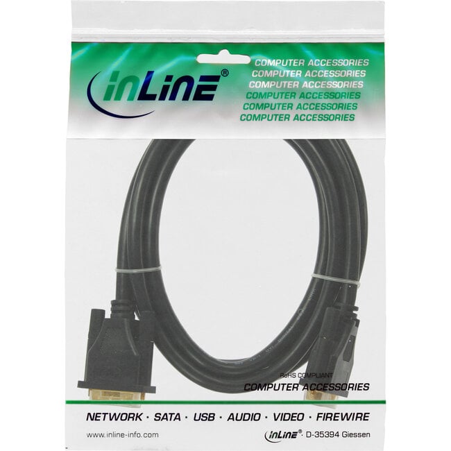 InLine® DVI-D aansluitkabel Premium, digitaal 24+1 male / male, Dual Link, 3m