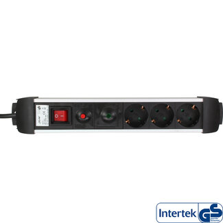 InLine InLine® contactdoos aluminium, 3-voudig aardingscontact +oversp.+schakelaar,1,5m