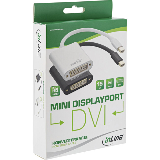InLine® Mini DisplayPort naar DVI adapter Aluminium, zwart, 0,15 m