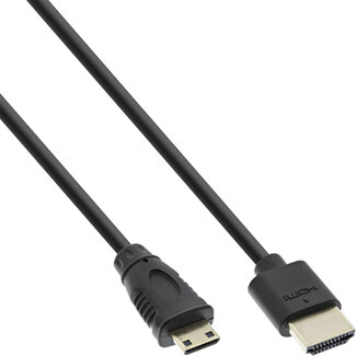 InLine InLine® HDMI Superslim kabel A naar C, HS met ethernet,Premium,zwart/goud, 1,5m