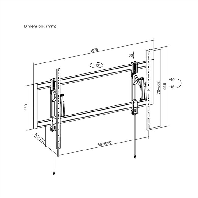 VALUE TV-Wandhalterung, hochbelastbar, ausziehbar, neigbar, <80 kg, <266,7 cm (105"), 1000 x 600