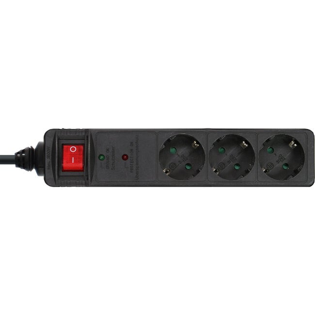 InLine® contactdoos, 3-voudig aardingscontact, ÜSS, zwart