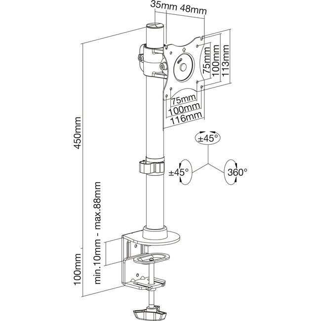 InLine® tafelbevestiging, voor LCD/LED-scherm tot 69cm (27"), max. 10kg