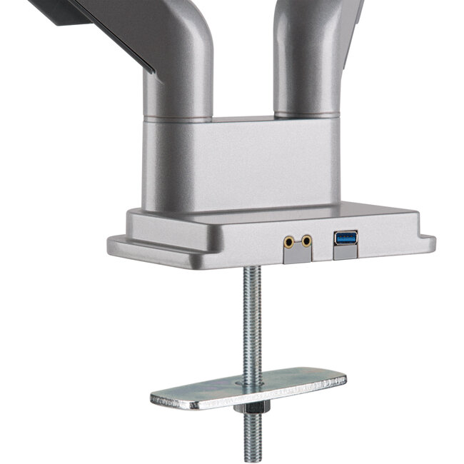 InLine® bureausteun met lifter & USB/audio, 2 monitoren tot 81cm (32"), zilver