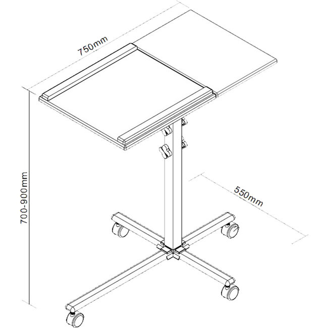 InLine® Notebook / projector trolley, hoogte 70-90cm