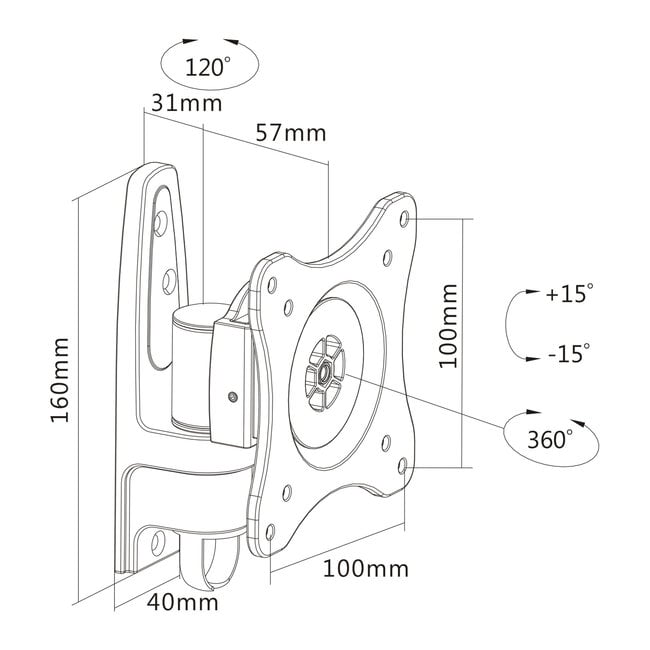 InLine® Wandhalterung, für Monitore bis 69cm (27"), max. 15kg
