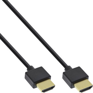 InLine InLine® HDMI Superslim kabel A naar A, HS met ethernet,Premium,zwart/goud, 1,8m