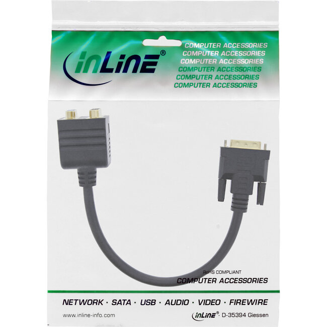 InLine® DVI-I adapterkabel, DVI-I male naar DVI-I female + S-VGA female