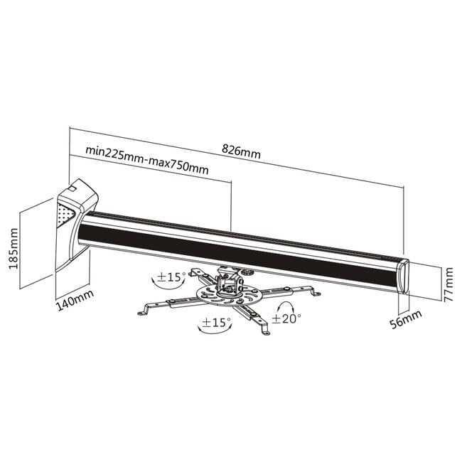 InLine® muurbevestiging voor projectoren, max. 16kg