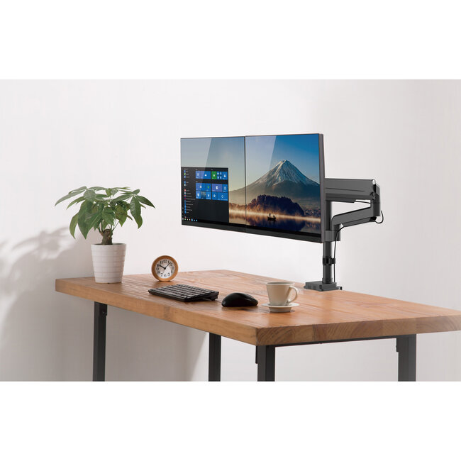 InLine® bureausteun met hefsysteem, voor twee monitoren tot 82cm (32"), 9kg