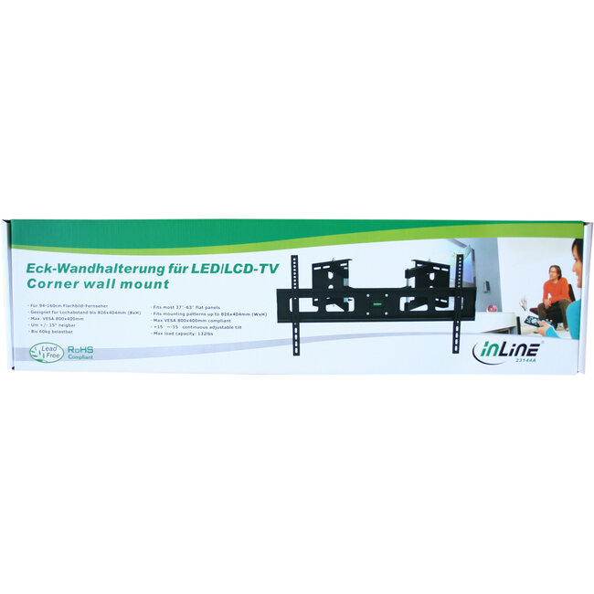 InLine® Hoekmuurbeugel, voor LED/LCD/Plasma, 94-160cm (37-63"), tot 60kg