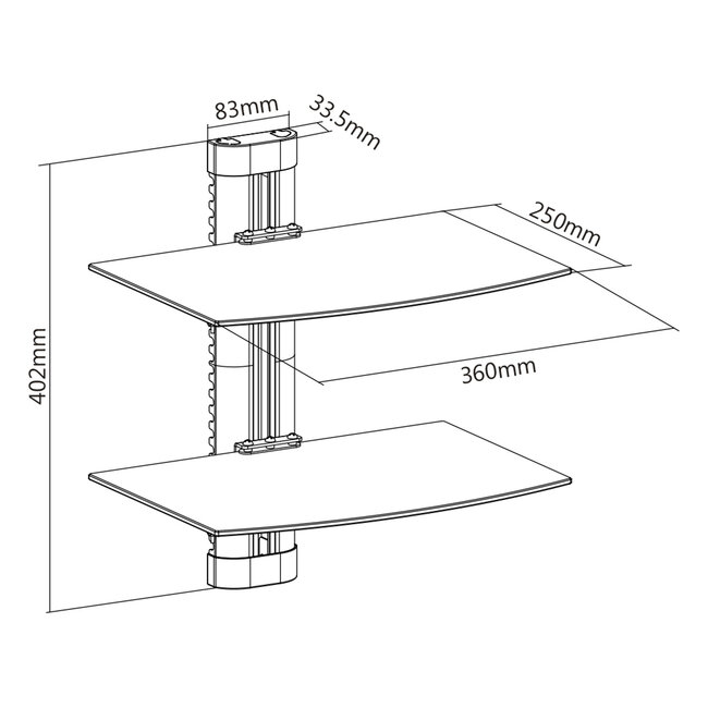 InLine® muurbeugel, voor DVD, Bluray, satellietontvanger, tot 8kg, zwart