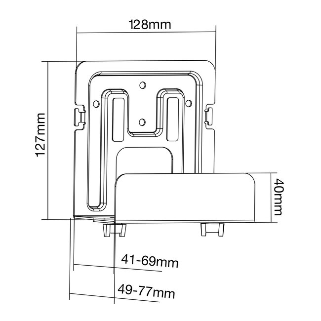 InLine® Universele bevestiging voor media-apparaten / streamingboxen, 41-69mm