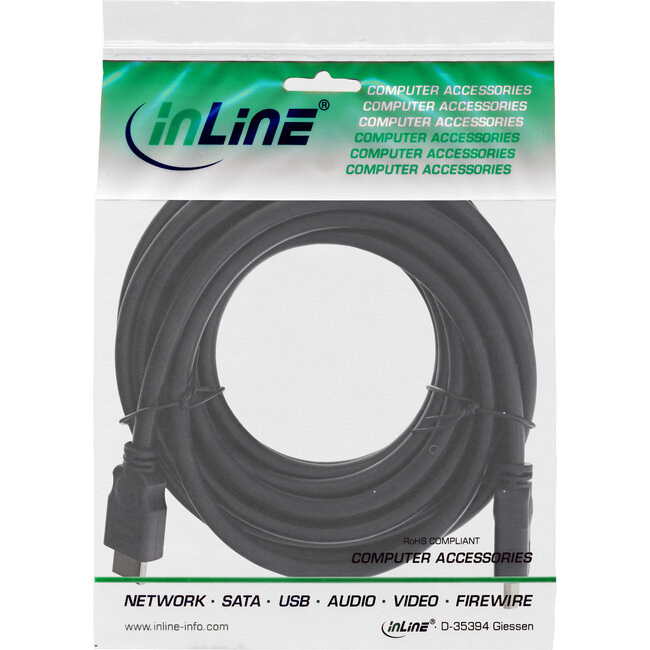 InLine® HDMI-kabel, HDMI High Speed, stekker/stekker, zwart, 7,5m
