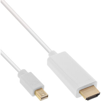 InLine InLine® Mini DisplayPort naar HDMI converterkabel, wit, 1,5m, 4K2K, met audio
