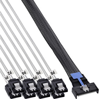 InLine InLine® MCIO x8 breakout-kabel naar 8x SATA, 0,5 m