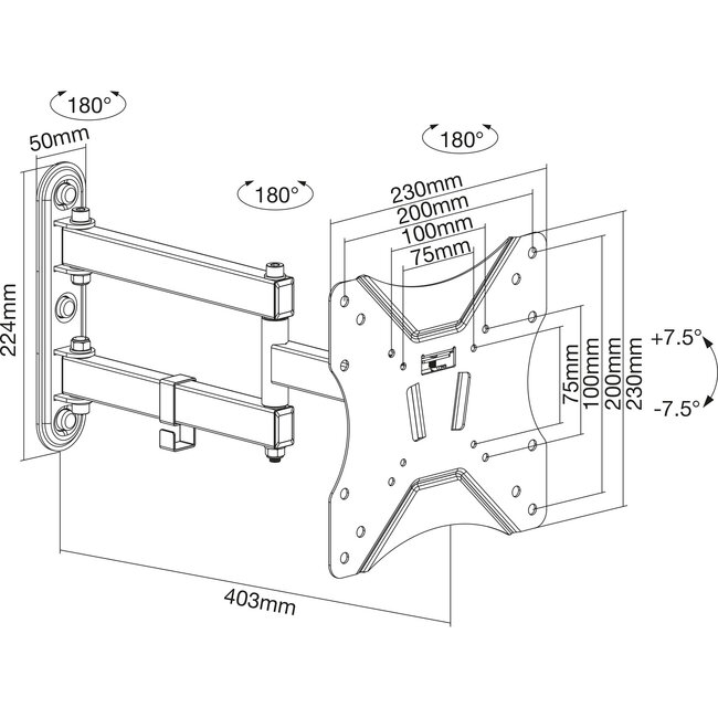 InLine® Basic muurbeugel, voor platte tv 58-107cm (23-42"), <40cm muurafstand