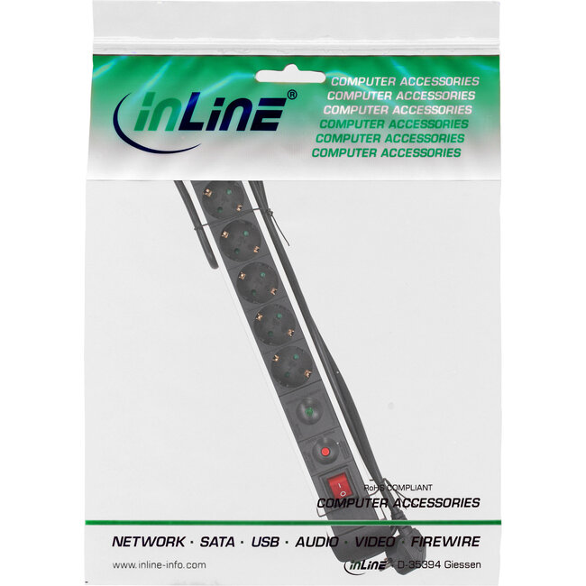 InLine® contactdoos aluminium, 6-voudig aardingscontact+oversp.+schakelaar,1,5m