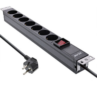 InLine InLine® 19" contactdoos, 7-voudig aardingscontact, met schakelaar, 2m, zwart