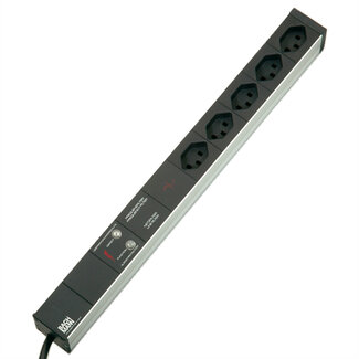 Bachmann 19" stekkerdoos. 5-voudig met GVS zonder schakelaar