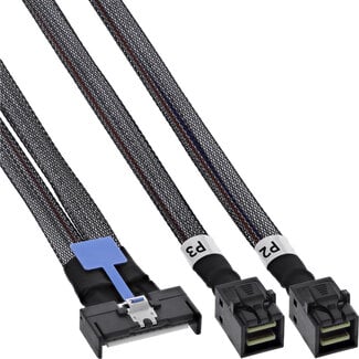InLine InLine® MCIO-kabel, MCIO x8 naar 2x MiniSAS-HD SFF-8643, 0,75 m