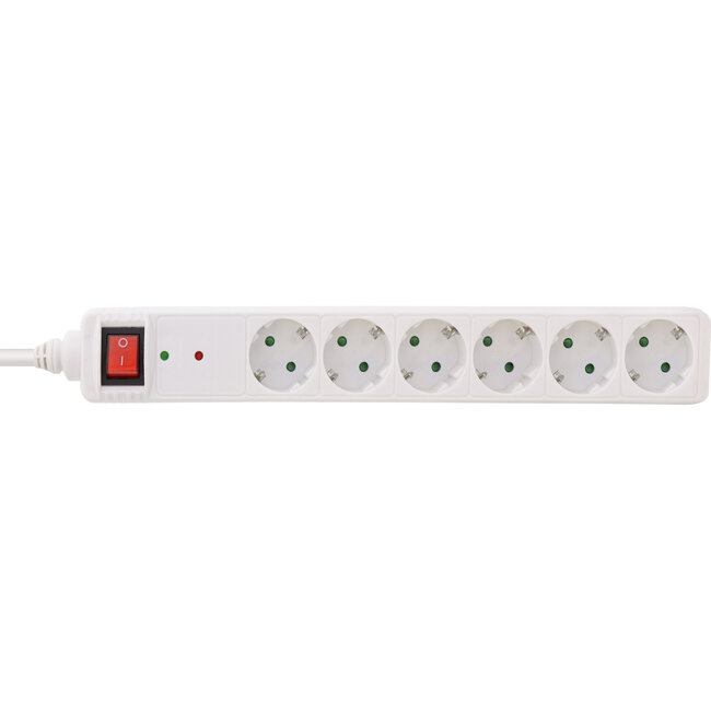 InLine® contactdoosstrook, 6-voudig aardingscontact, met ÜSS, wit
