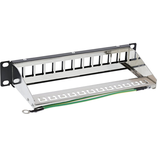 InLine® 10" patchpaneel lege plaat 12x, voor Keystone modules, 1U, RAL9005 zwart