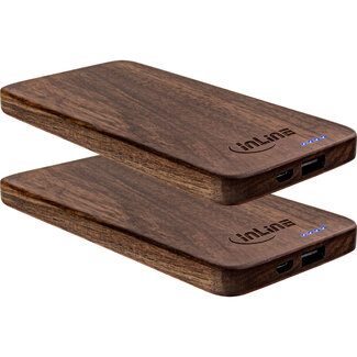 InLine 2 InLine®  USB powerbank 5.000mAh, met LED-statusweergave, echt hout