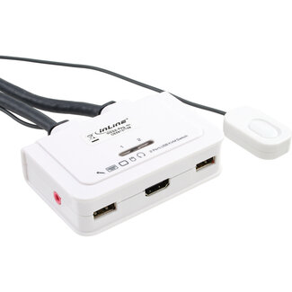 InLine InLine® 2-Poorts KVM-Switch, HDMI, USB, met audio, geïntegreerde kabel